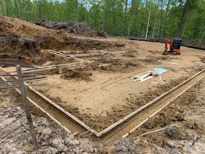 Footing forms and reinforcing steel at the Spotsylvania house site